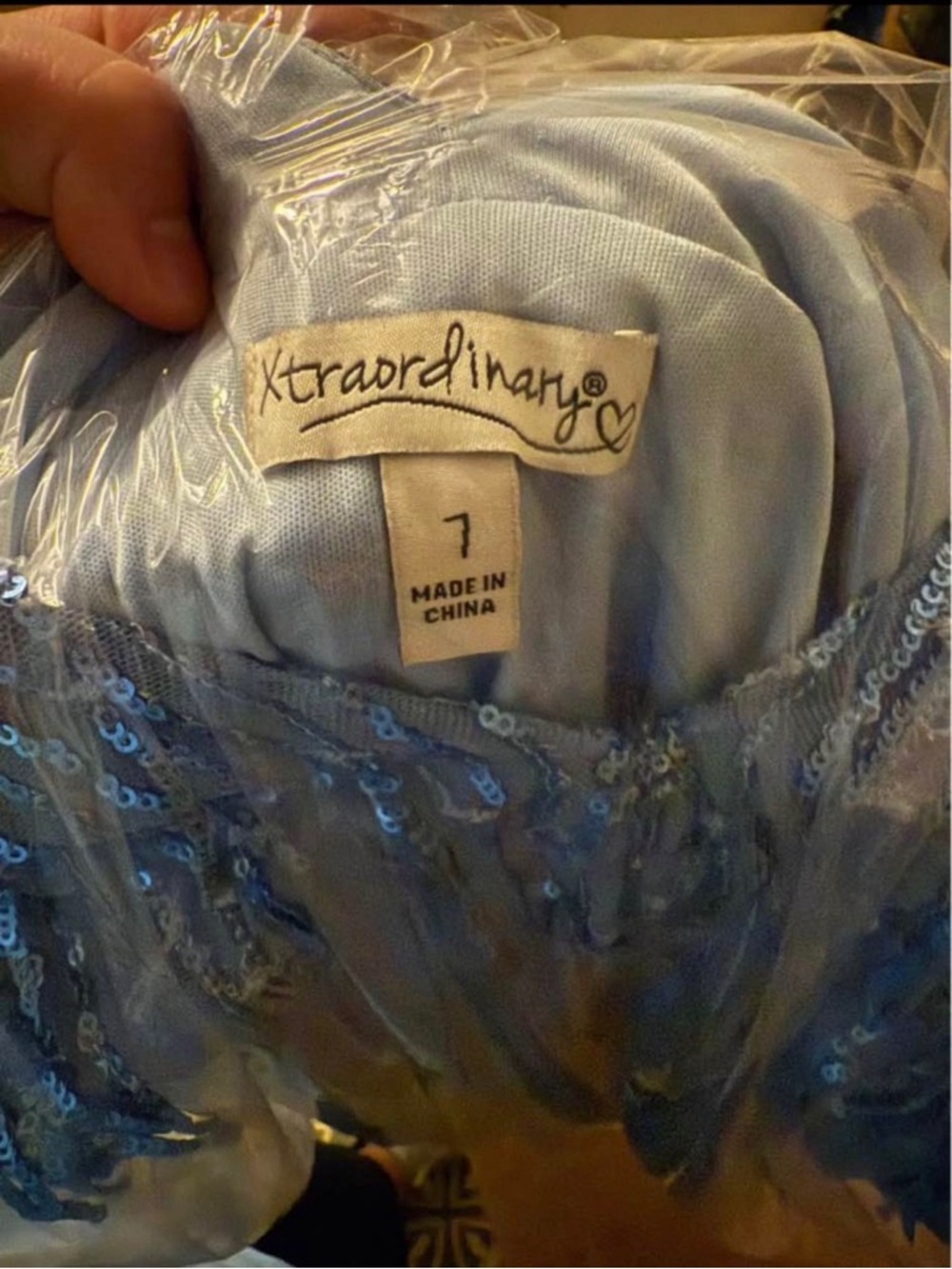 Xtraordinary Powder Blue Sequin Strapless Prom Dress